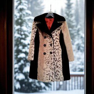 60’s Faux Fur Animal Print Double Breasted Coat by Collins & Aikman